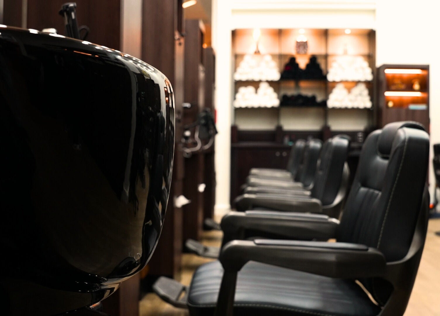 Sleek black salon chairs at Hava Gents Salon Ajman khalifa St, Ajman, Ajman, AE offer a premium grooming experience.