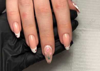 Delicate tulip nail art by By Cerys Nails, Warrington, England, GB showcasing timeless elegance and style.