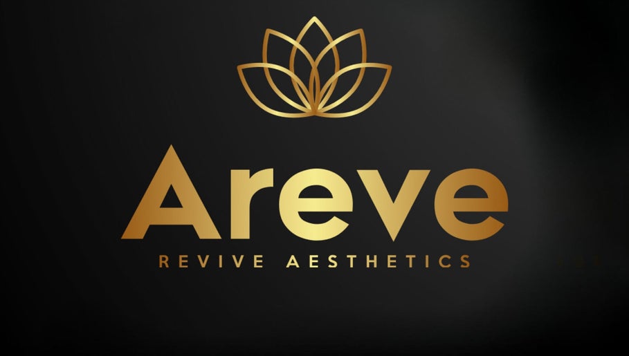 Areve Revive Aesthetics logo featuring gold text and floral design, Arlington Heights, Illinois, US.