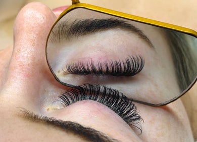 Close-up of eyelash extensions at Indi’s Lash Studio in Nirimba, Queensland, AU.