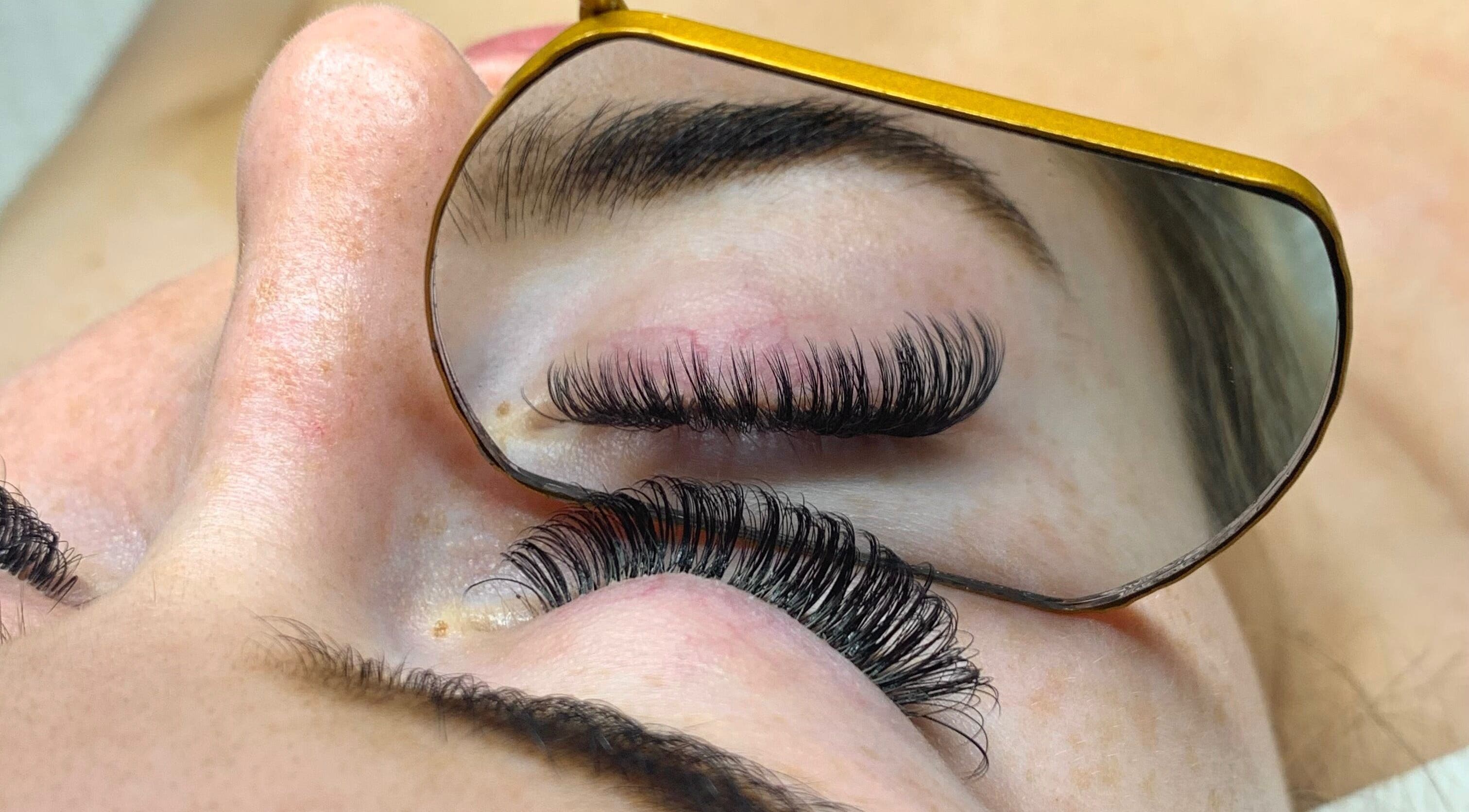 Close-up of eyelash extensions at Indi’s Lash Studio in Nirimba, Queensland, AU.