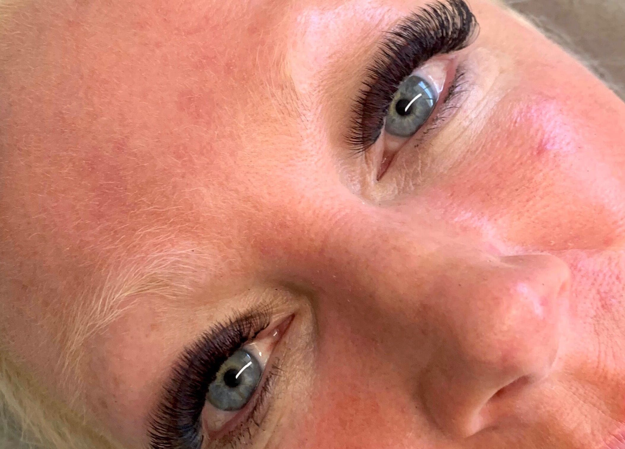 Close-up of long eyelashes at Indi’s Lash Studio, Nirimba, Queensland, AU.