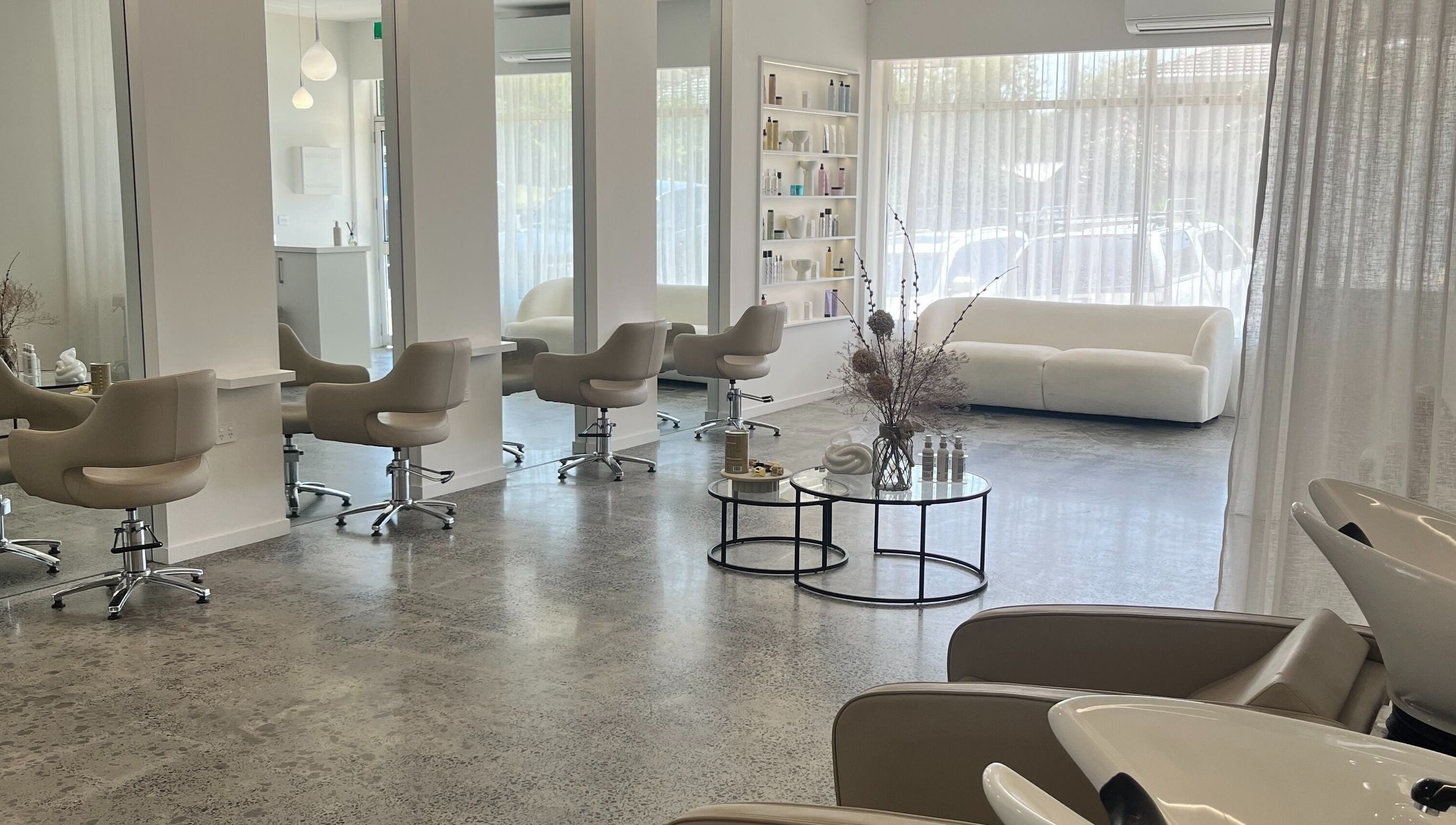 Modern, elegant salon interior at Artistry Lane by Jessie Lee, Melbourne, Victoria, AU.