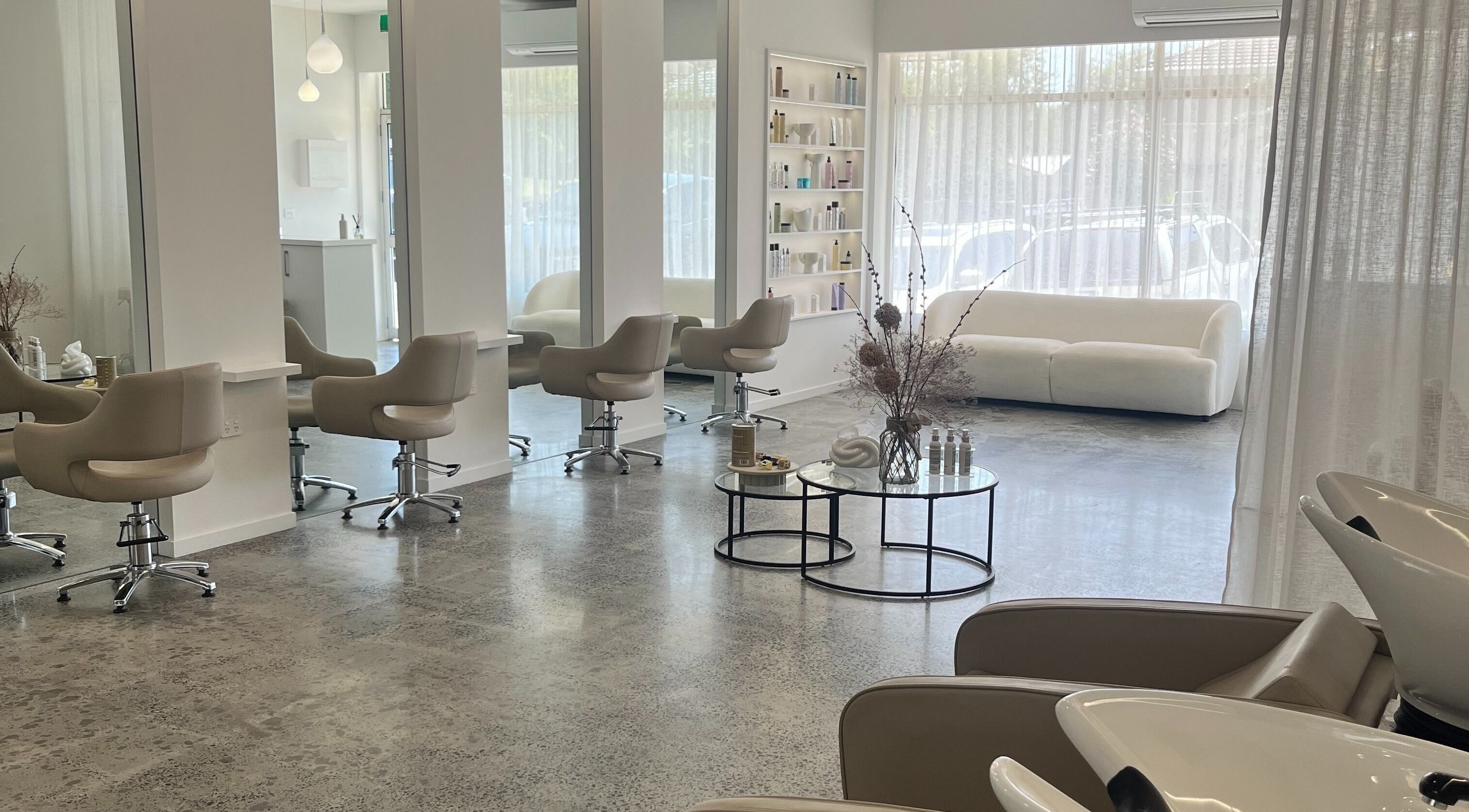 Modern, elegant salon interior at Artistry Lane by Jessie Lee, Melbourne, Victoria, AU.