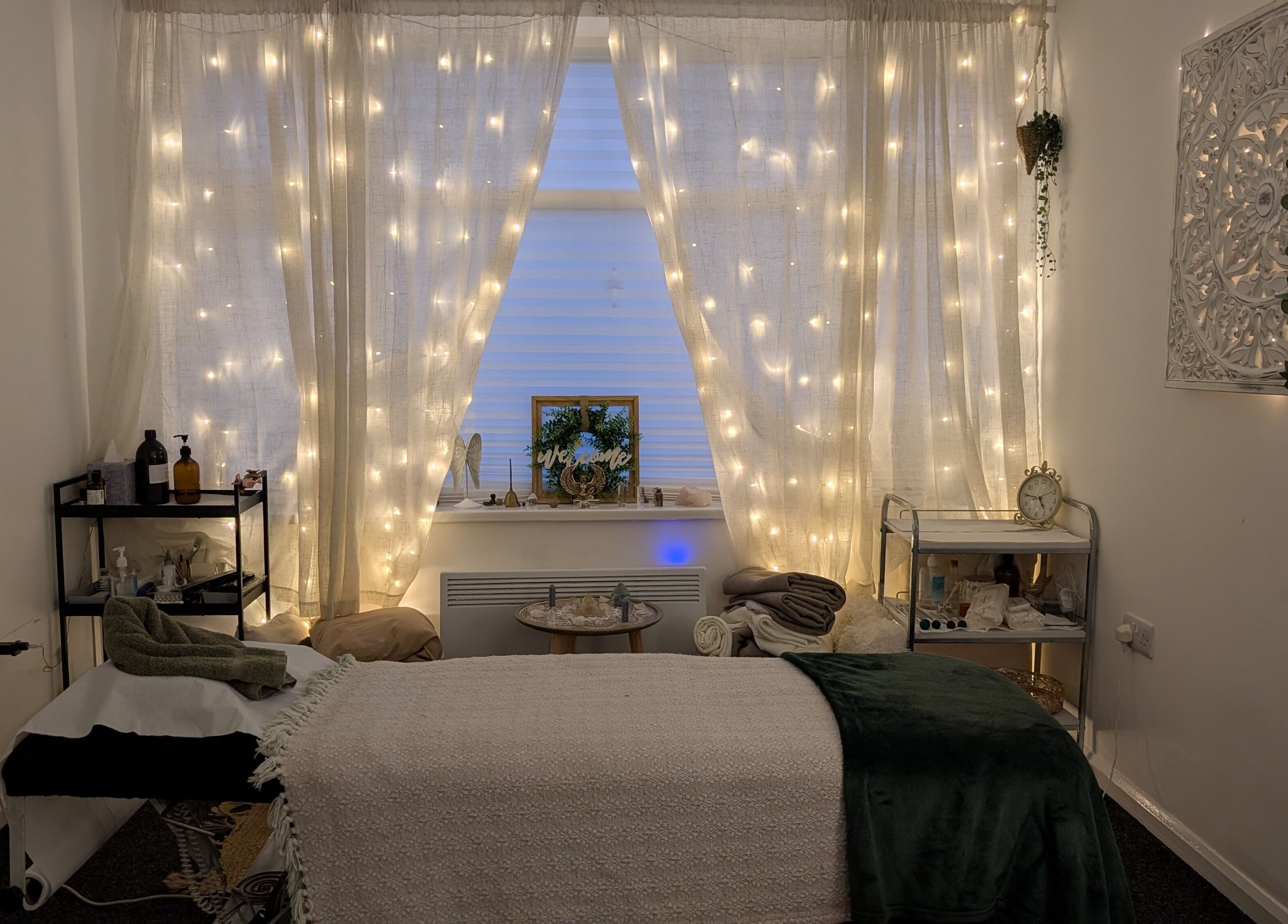 Peaceful therapy room at Anna Brown Intuitive Holistic Healing, Ossett, GB with soft lighting and cozy décor.