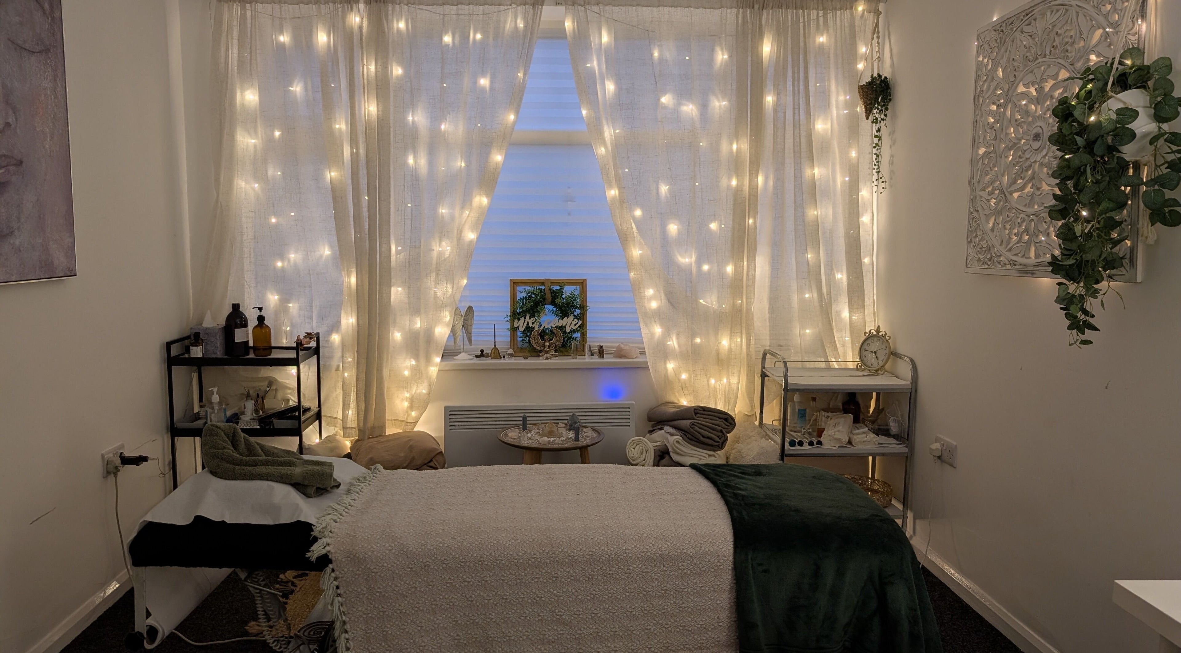 Peaceful therapy room at Anna Brown Intuitive Holistic Healing, Ossett, GB with soft lighting and cozy décor.