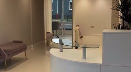Modern reception at Aesthetics By Anna, Southport, England, GB with stylish decor and seating.