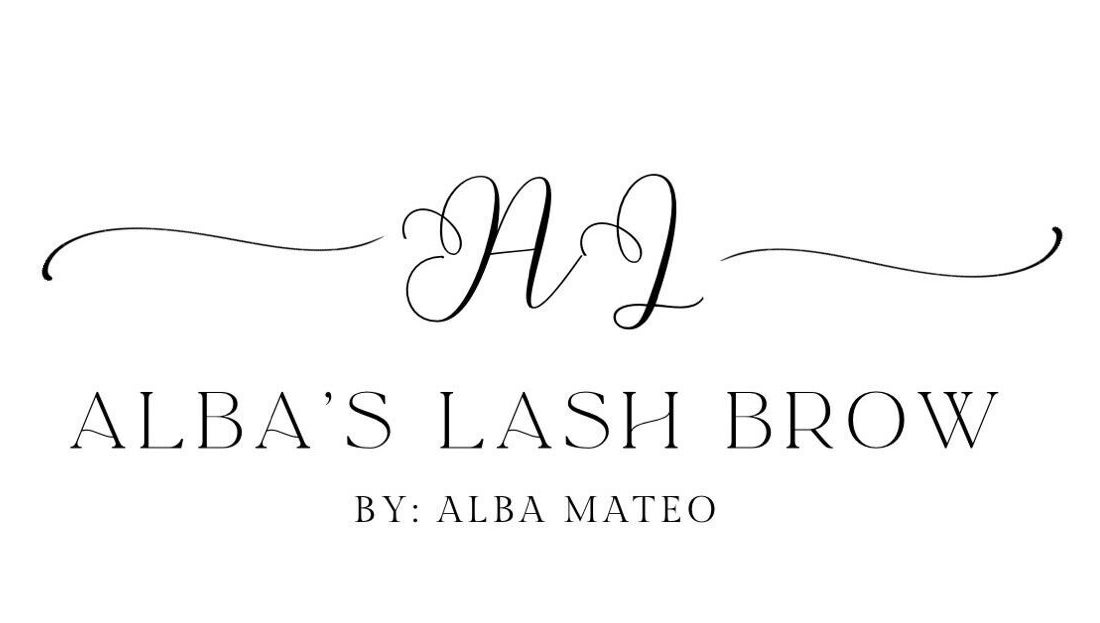 Logotipo elegante de Alba’s Lash Brow en Bonao, Monseñor Nouel, DO. Belleza y bienestar destacados.