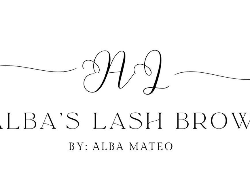 Logotipo elegante de Alba’s Lash Brow en Bonao, Monseñor Nouel, DO. Belleza y bienestar destacados.
