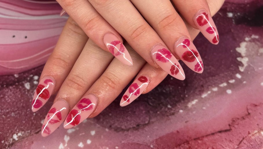 Vibrant kiss print nail art at Borscz Beauty, Gowrie, Australian Capital Territory, AU.