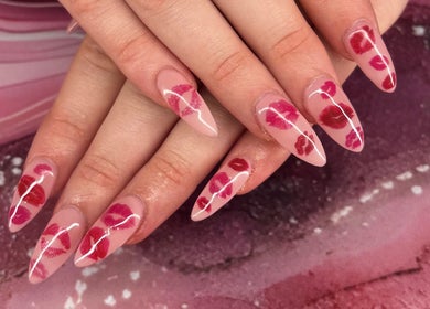 Vibrant kiss print nail art at Borscz Beauty, Gowrie, Australian Capital Territory, AU.