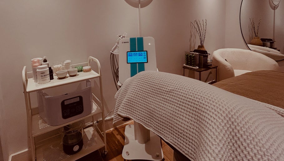 Luxurious spa room at Rio Edition, London, England, GB, featuring advanced beauty equipment and soothing decor.