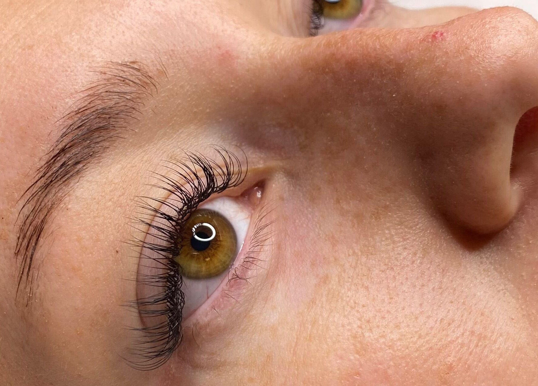 Close-up of beautifully styled eyelashes at Studio 10 Beauty Boreham, Chelmsford, England, GB.