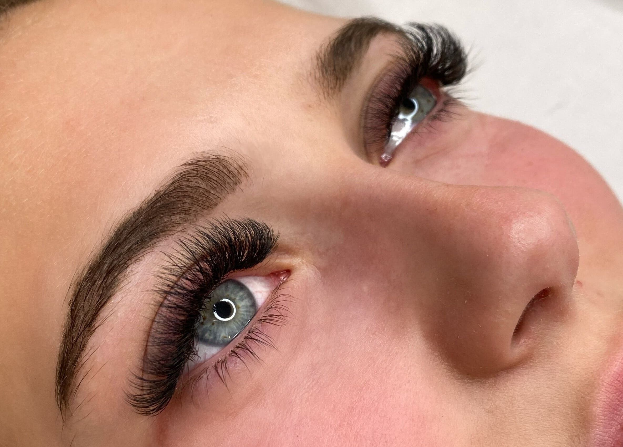 Close-up of eyelash extensions at Studio 10 Beauty Boreham, Chelmsford, England, GB.