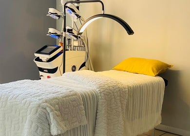Relaxing treatment room at BodyBlitz Therapy, Johannesburg, Gauteng, ZA with cozy bedding and modern equipment.