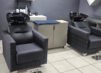 Modern wash stations at Belle Vee Hair and Beauty Studio, George, Western Cape, ZA, offering luxury hair treatments.