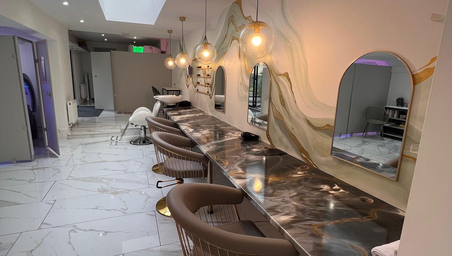 Modern salon interior at Olive's Beauty & Tanning - Beckenham, Beckenham, England, GB with stylish decor.