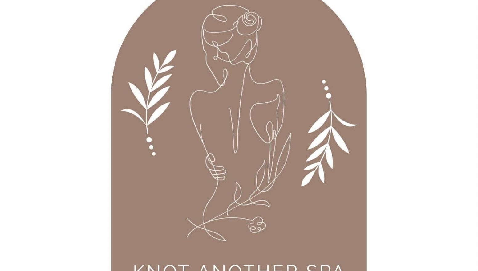 Elegant line art logo for Knot Another Spa, Bletchley, Milton Keynes, GB. Features minimalist floral accents.