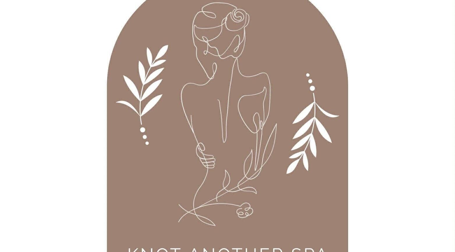 Minimalist line art of a woman surrounded by leaves at Knot Another Spa, Bletchley, Milton Keynes, GB.