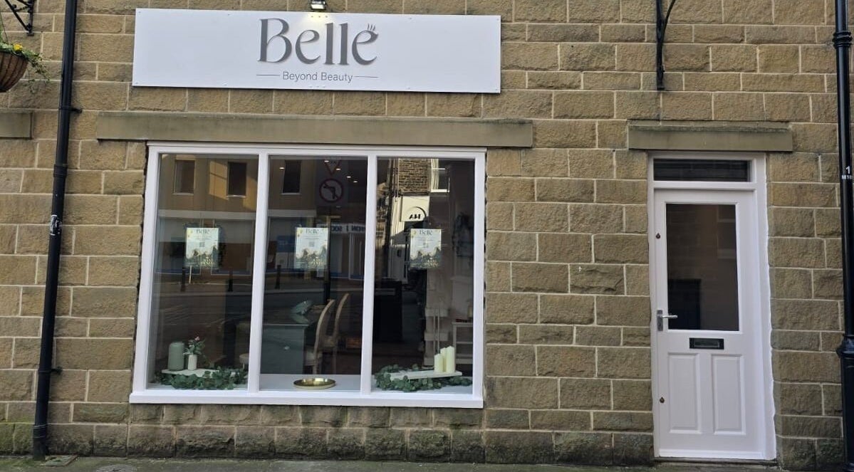 Front view of Belle beauty and wellness venue in Otley, England, GB with a stylish entrance.