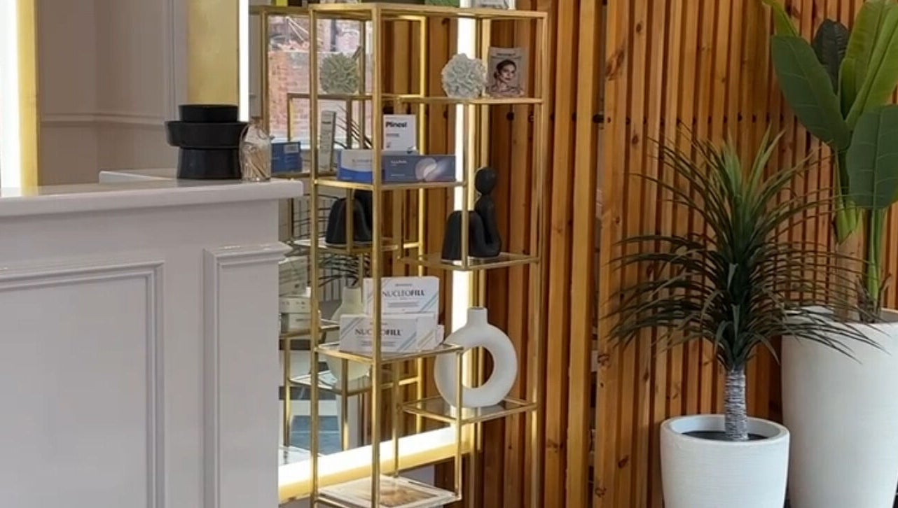 Chic interior display at Blossom Aesthetics & Skin, Failsworth, England, GB showcasing stylish decor.