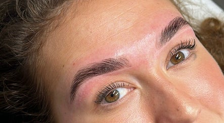 Close-up of beautifully shaped eyebrows at Lulabells Bristol, Bristol, England, GB.