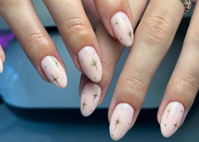 Elegant starry nail art at Lulabells Bristol, Bristol, England, GB.