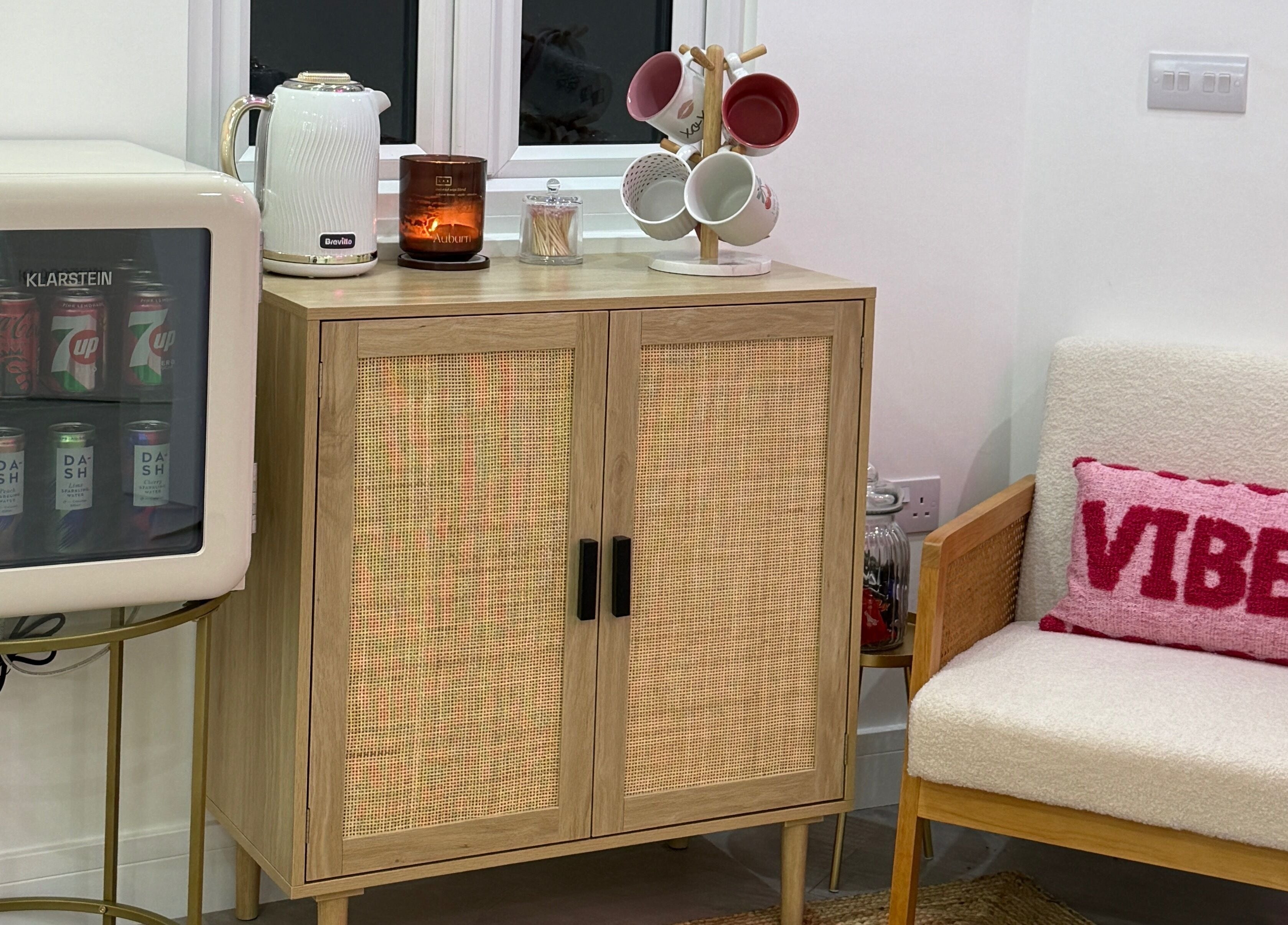 Cozy nook at Lulabells Bristol with mini fridge, comfy chair, and modern decor, Bristol, England, GB.