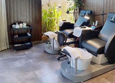 Comfortable pedicure chairs at Aurora Spa I أورورا سبا, Riyadh, Riyadh Province, SA, showcasing luxury wellness.