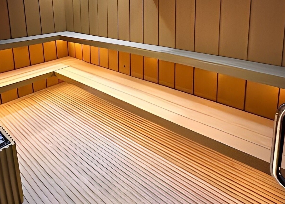 Relaxing sauna at Indigoluxe Spa in Lagos, Lagos, NG, offering a tranquil wellness retreat.