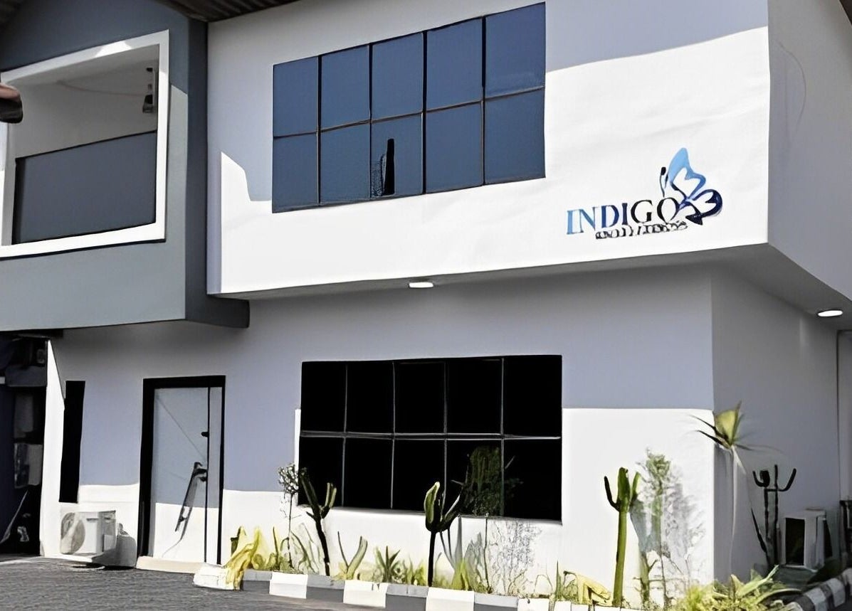 Front view of Indigoluxe Spa, showcasing contemporary architecture in Lagos, Lagos, NG.