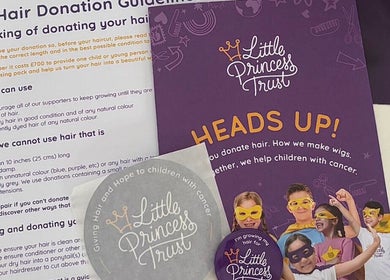Donation guidelines booklet at Ashmor Hair and Beauty, East Kilbride, Scotland, GB.