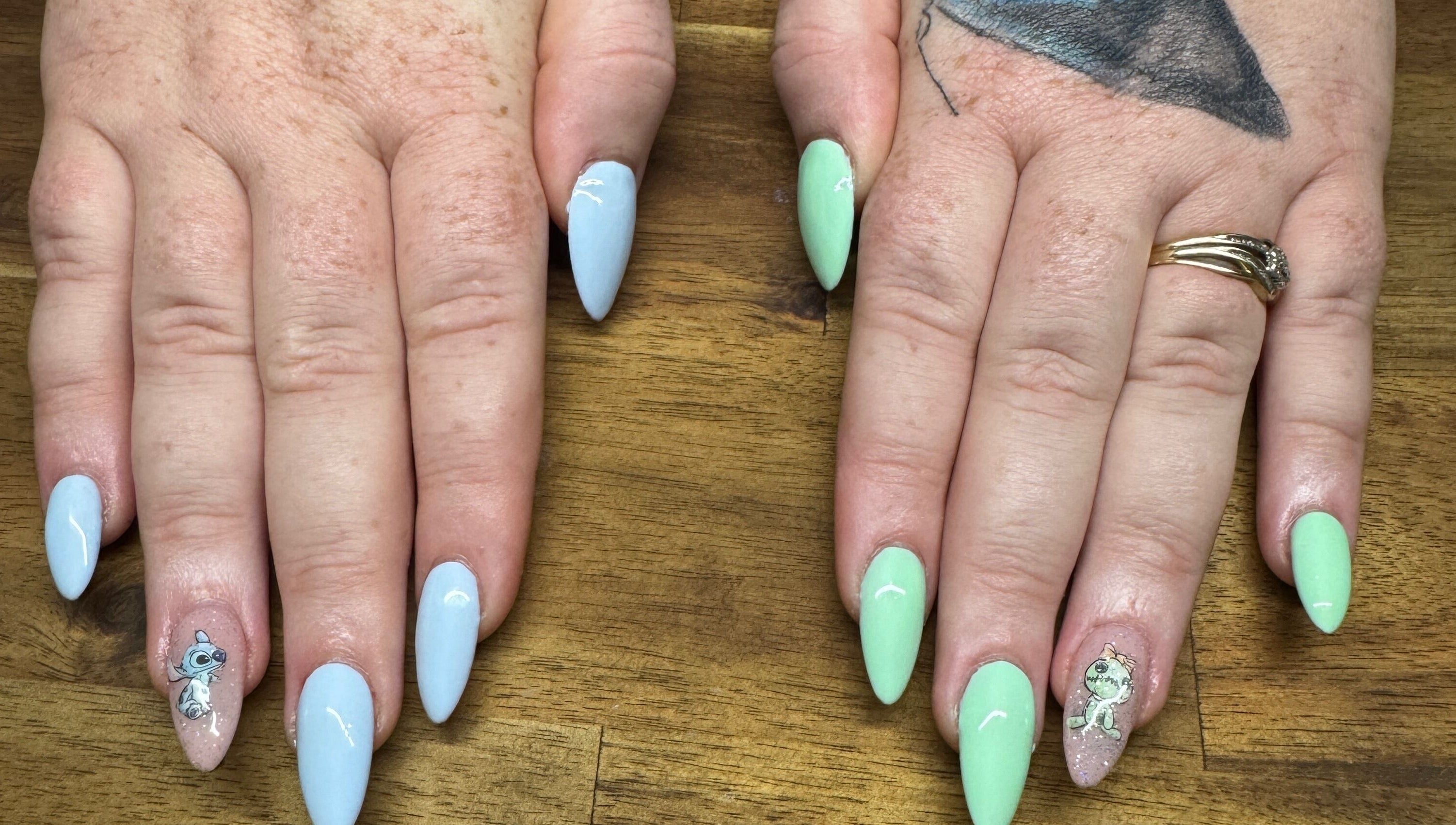 Stylish pastel nail art with cute designs at Bullet Beauty Bar, Meadow Springs, Western Australia, AU.