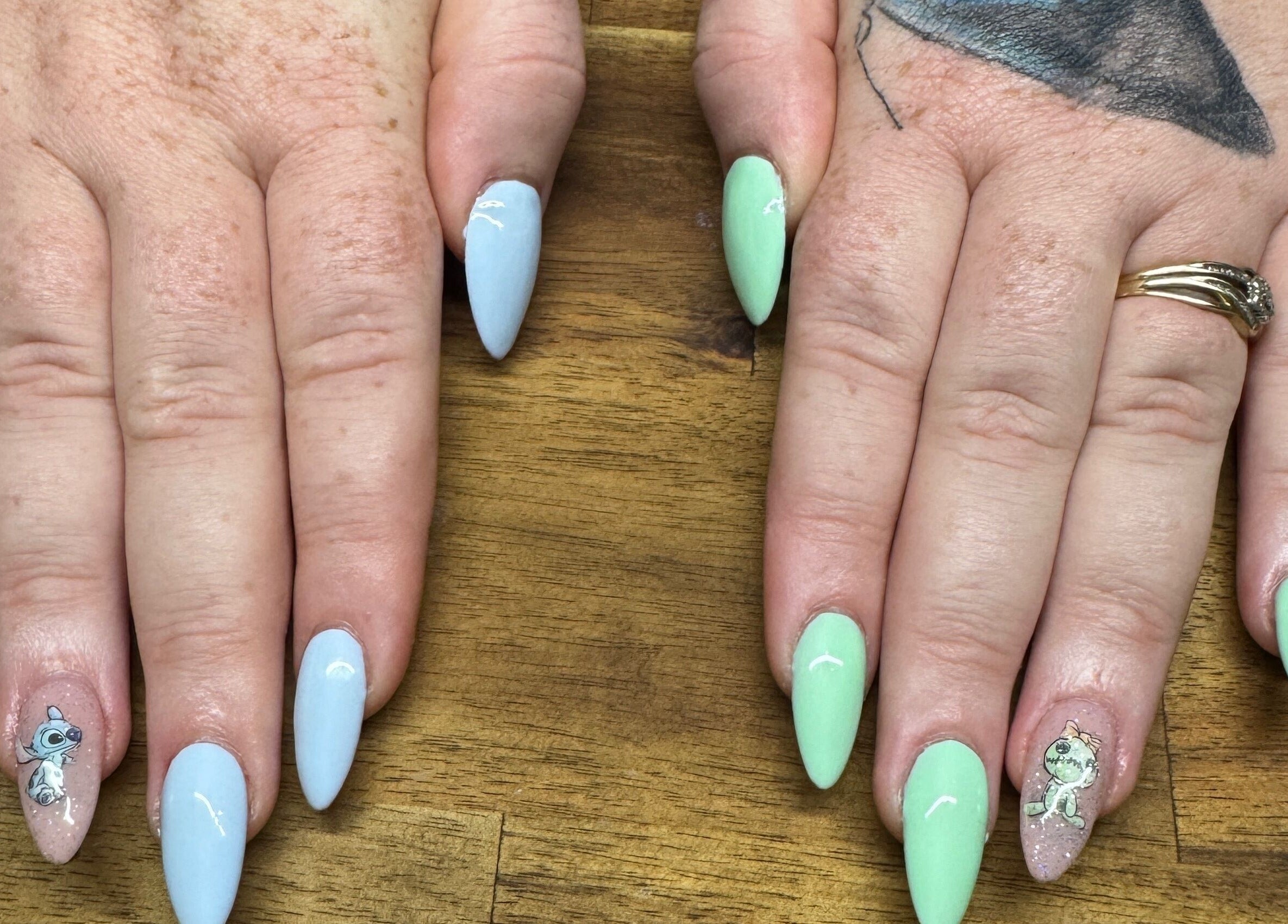 Stylish pastel nail art with cute designs at Bullet Beauty Bar, Meadow Springs, Western Australia, AU.