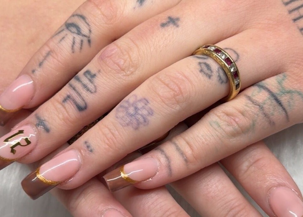 Elegant nail art with gold accents at Bullet Beauty Bar, Meadow Springs, Western Australia, AU.