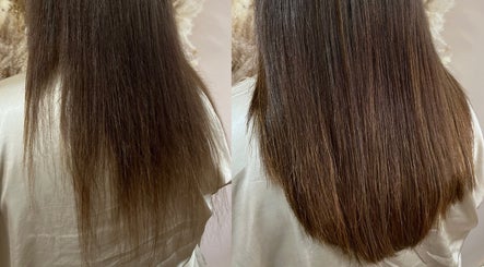 Hair transformation at Goddess Rising Hair Extensions, Belper, England. Before and after extension magic.