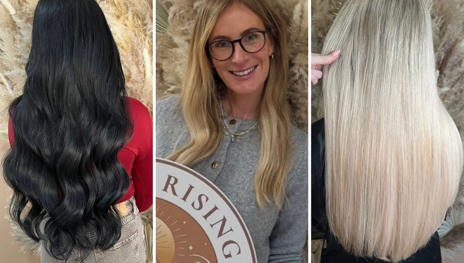 Stunning hair transformations at Goddess Rising Hair Extensions, Belper, England, GB. Vibrant curls and sleek styles.