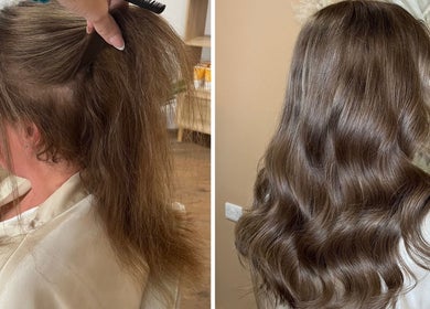 Stunning hair transformation with extensions at Goddess Rising Hair Extensions in Belper, England, GB.
