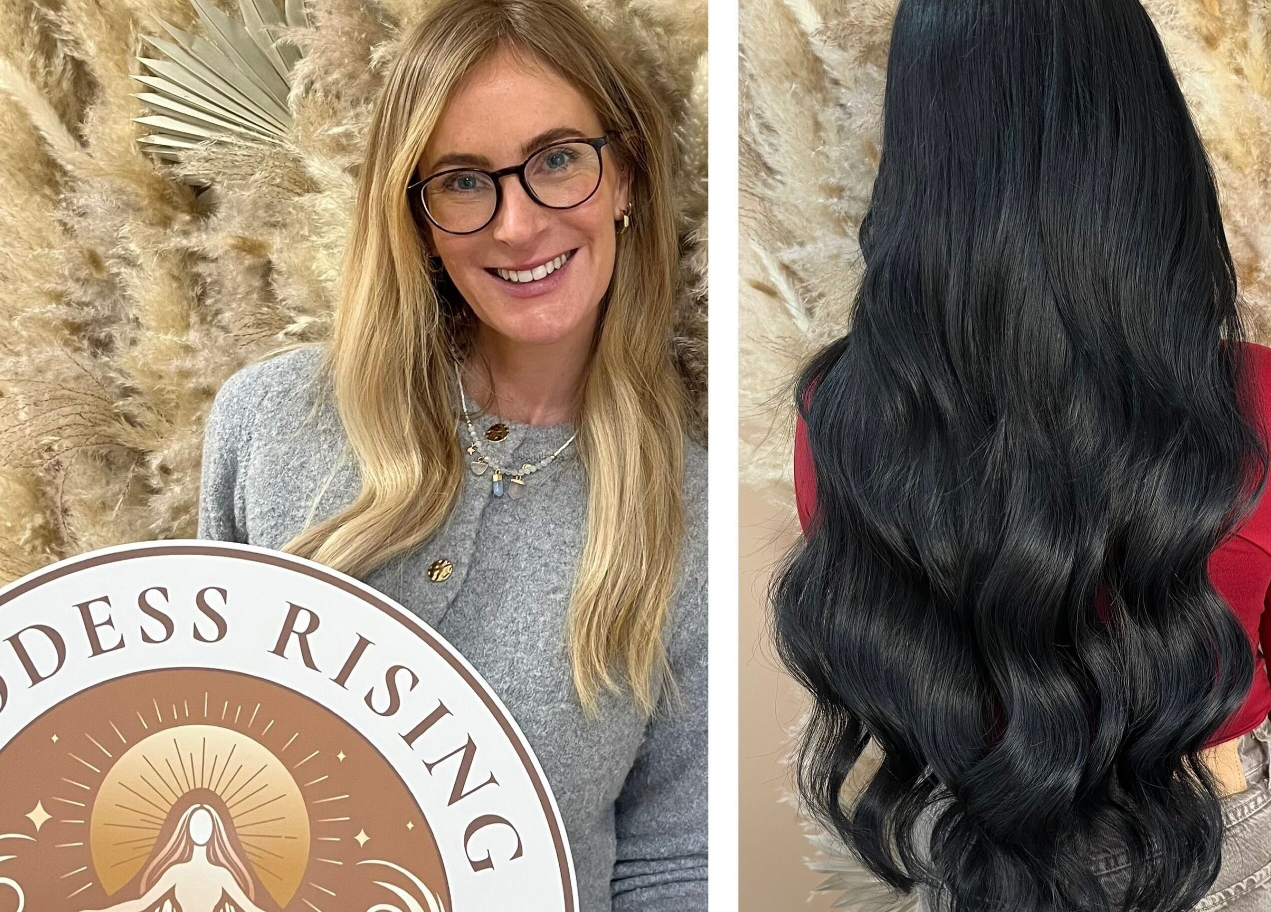 Goddess Rising Hair Extensions in Belper, England, GB showcases lush hair and elegant styling.