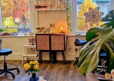 Warm, inviting interior of Emma-Jane Hair @ Salt & Co, Dublin 2, County Dublin, IE, with autumn views.