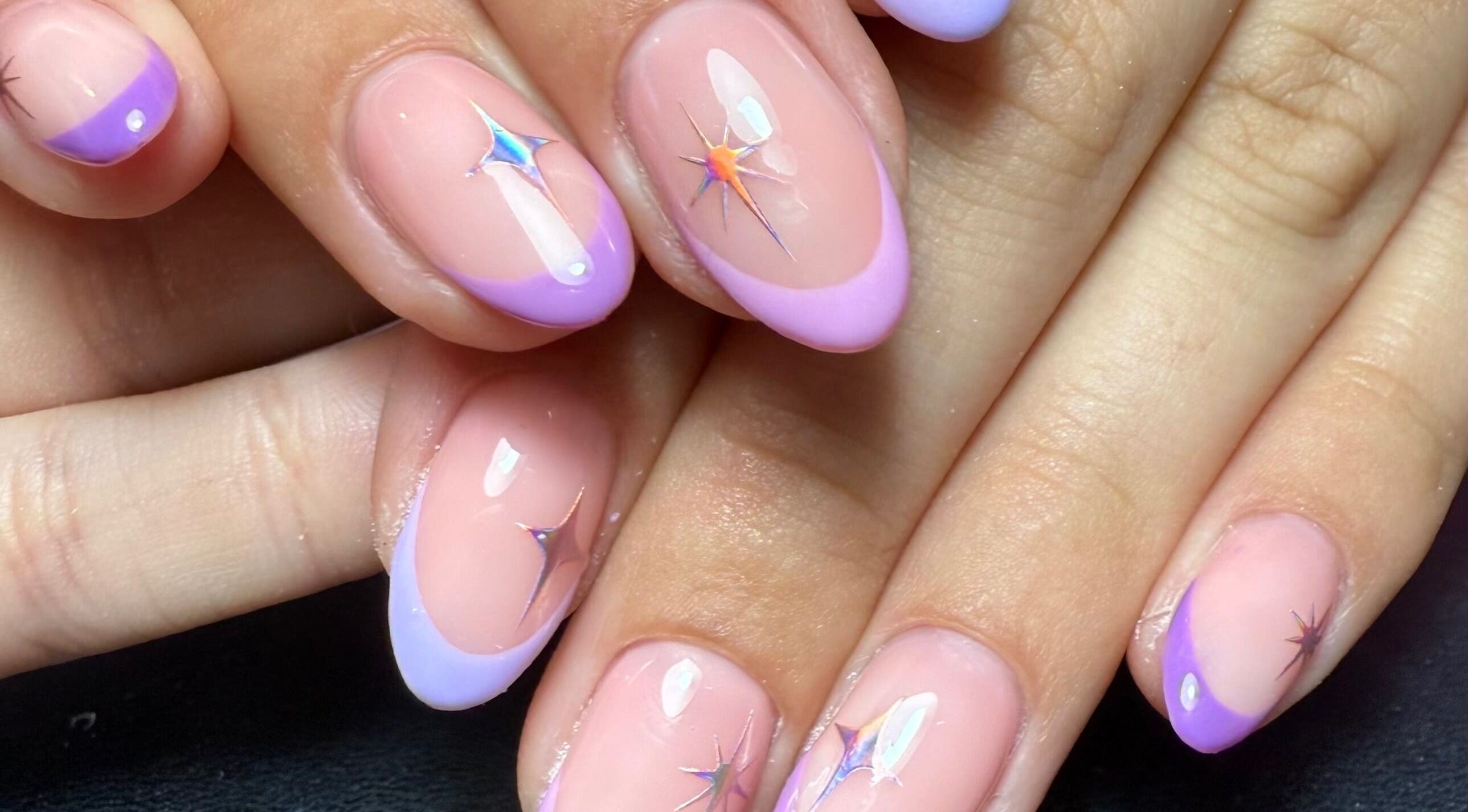 Elegant pastel nail design at Sofs Beauty Bar, Dowlais, Cymru, GB. Vibrant and unique styling.