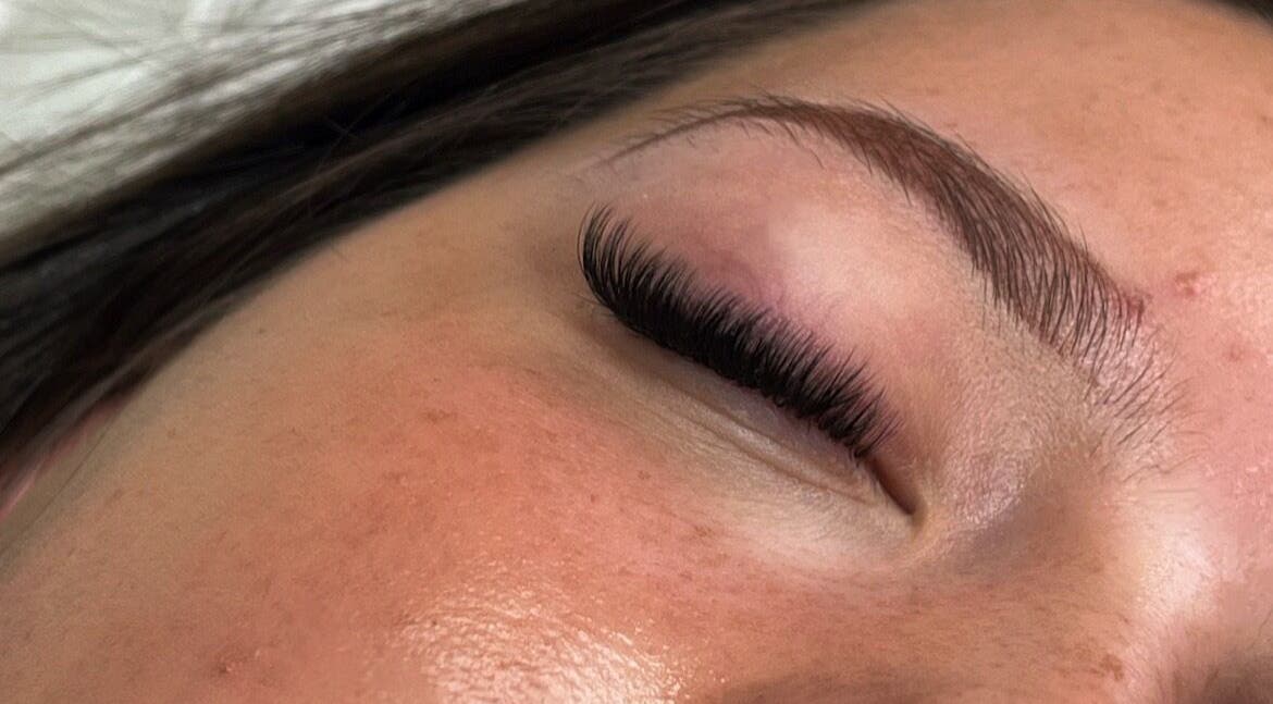 Close-up of elegant lash extensions at PS Beauty Bar, Hereford, England, GB.