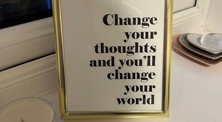 Inspirational quote at Emily Bentham Hypnotherapy, Leicestershire, England, GB, reads: Change your thoughts.