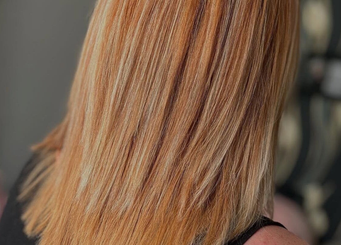 Golden blonde hair beautifully styled at Bendall Beauty, Farnborough, England, GB.