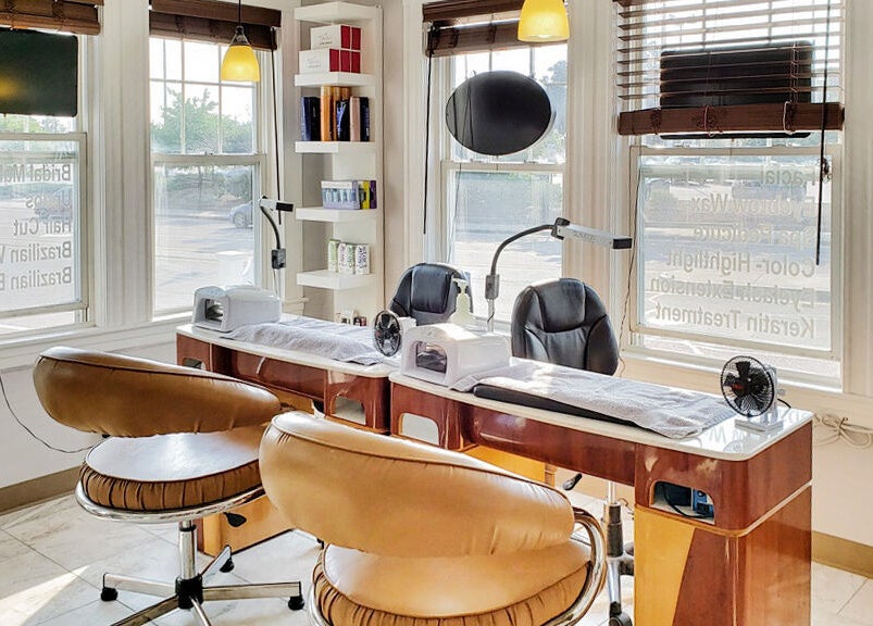 Bright and welcoming nail studio at Skin Deep Skin in Quincy, Massachusetts, US, featuring modern equipment and style.