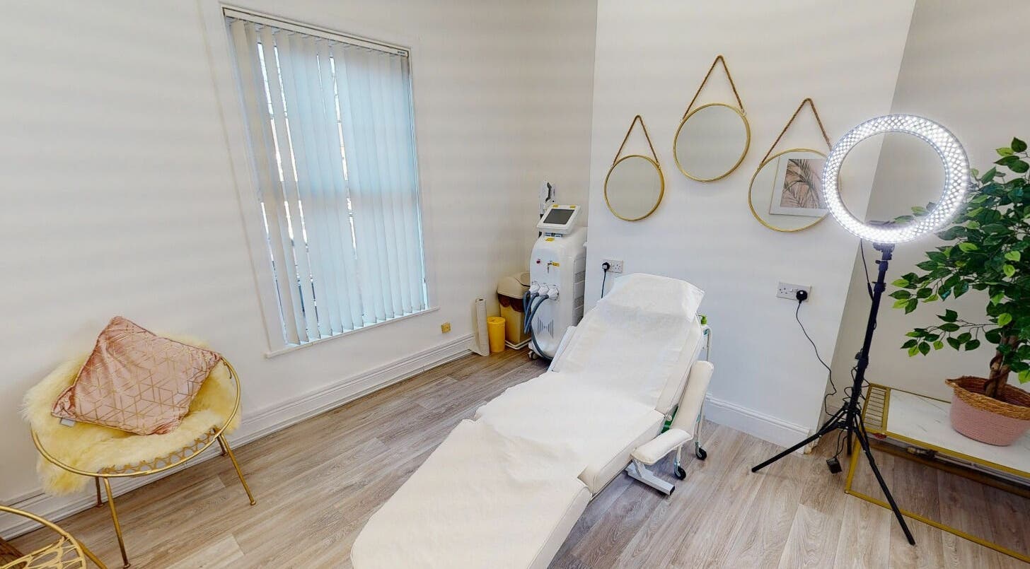Modern treatment room at She Clinic Ruddington in Ruddington, England, GB with elegant decor.