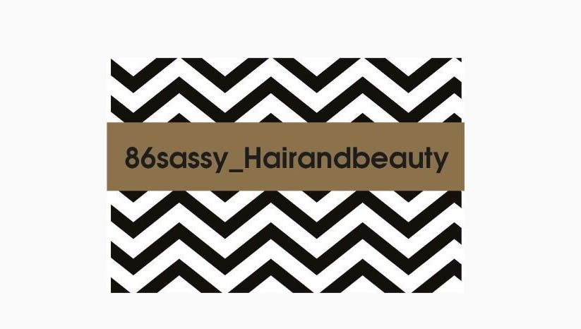 Bold chevron pattern logo for 86 Sassy Hair and Beauty, Newcastle upon Tyne, England, GB.