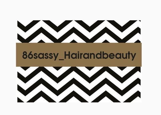 Bold chevron pattern logo for 86 Sassy Hair and Beauty, Newcastle upon Tyne, England, GB.