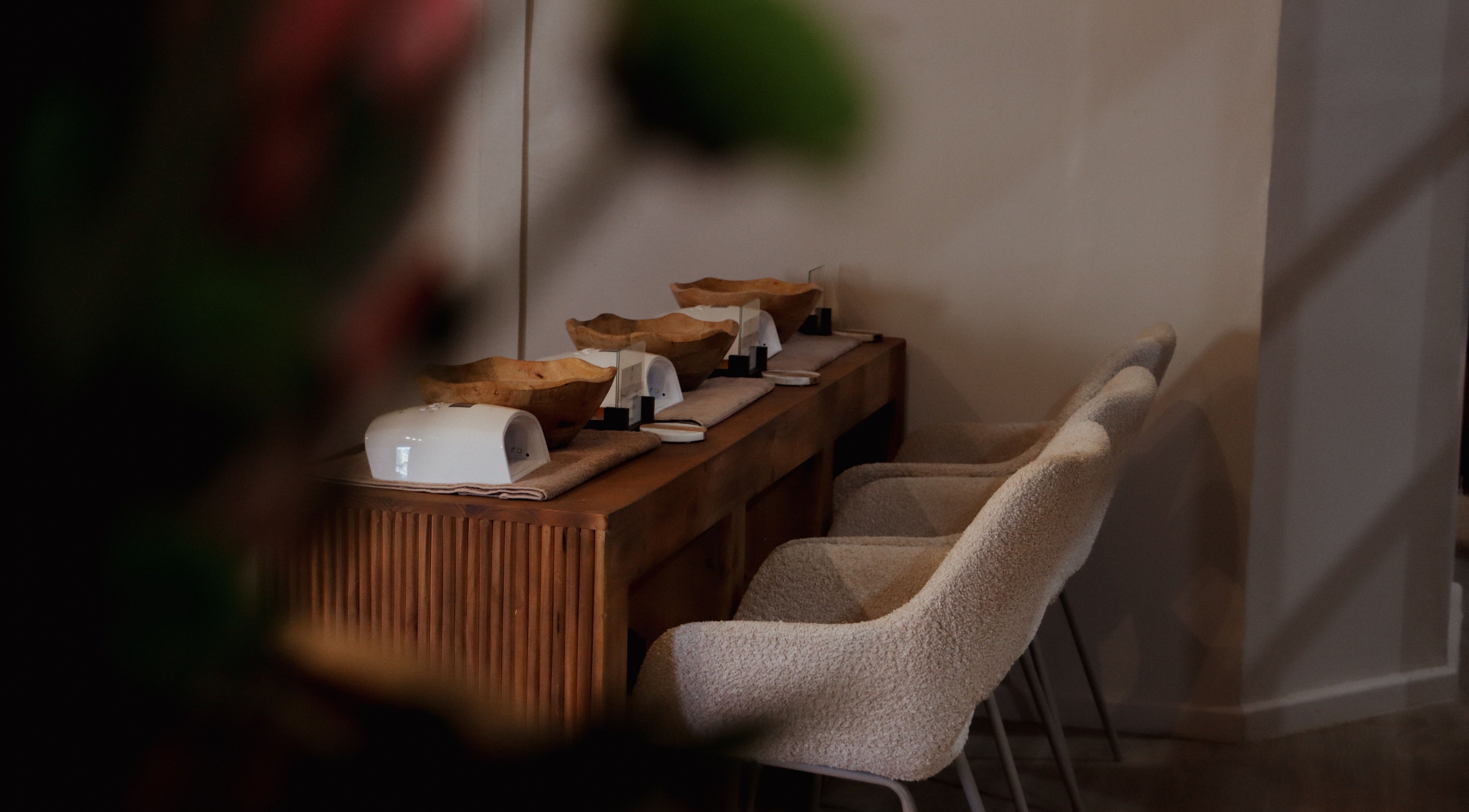 Elegant manicure stations at Voyage Wellness, Cape Town, Western Cape, ZA, highlight comfort and style.