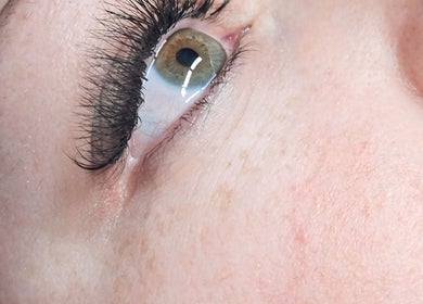 Detailed eye lash extension at What the Fluff! Lashes & Brows, Nottingham, England, GB.